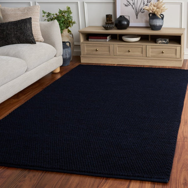 Safavieh Natura Hand Woven Wool Cotton Area Rug Plush Navy Pile for Living and Dining Rooms NAT220N-6