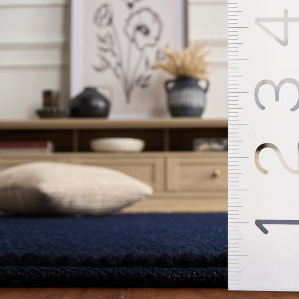 Safavieh Natura Hand Woven Wool Cotton Area Rug Solid Ivory Navy Textural Living Room NAT220N-9
