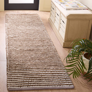 Safavieh Natura Hand Woven Wool Cotton Runner Earthy Ivory Tonal Low Pile Entryway Rug NAT220R-28