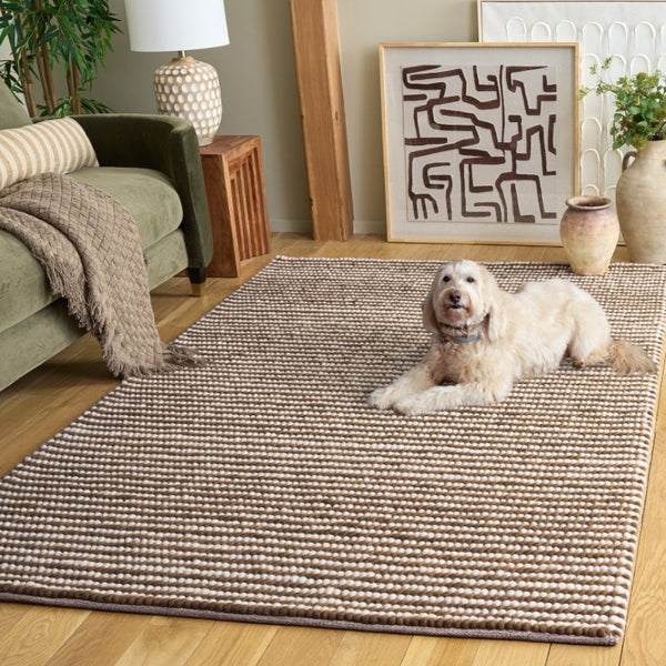 Safavieh Natura Hand-Woven Wool Cotton Area Rug Earthy Ivory Tones for Living Room Bedroom NAT220R-5