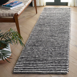 Safavieh Natura Hand Woven Wool Cotton Hallway Runner Ivory Black Tonal Minimalist Rug NAT220X-28