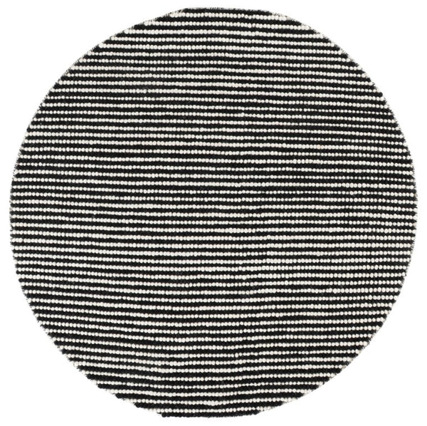 Safavieh Natura Hand Woven Wool Cotton Round Rug Ivory Black Tonal Solid for Modern Rooms NAT220X-6R