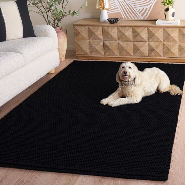 Safavieh Natura Hand-Woven Wool Cotton Solid Black Area Rug for Living Room or Bedroom NAT220Z-5