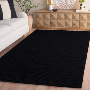 Safavieh Natura Hand-Woven Wool Cotton Solid Black Area Rug for Living Room or Bedroom NAT220Z-5