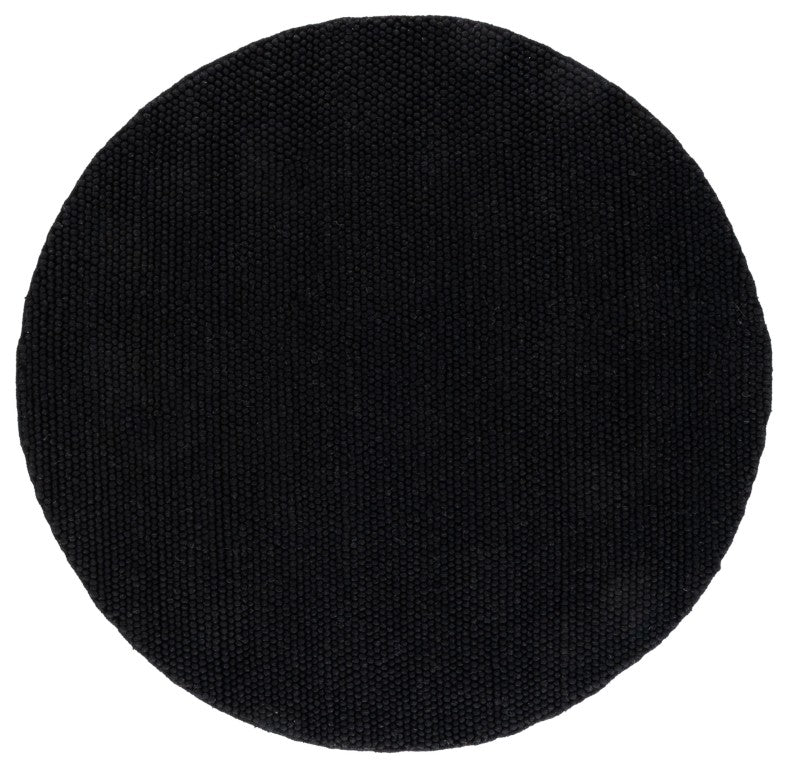 Safavieh Natura Hand Woven Wool Cotton Round Rug Solid Black Minimalist Living Room Accent NAT220Z-6R