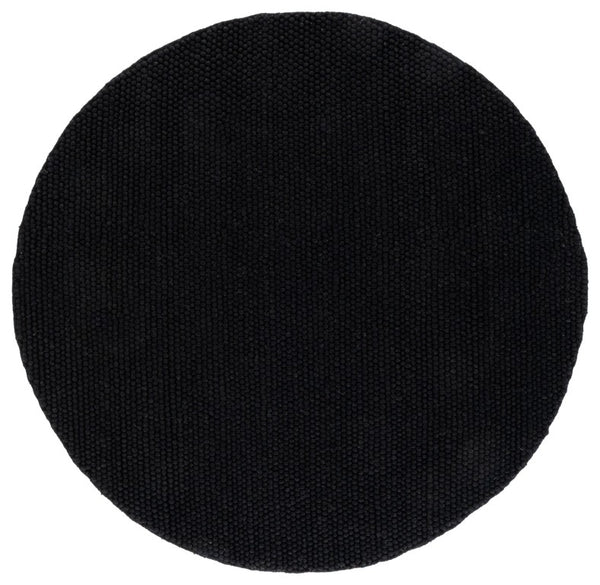 Safavieh Natura Hand Woven Wool Cotton Round Rug Solid Black Minimalist Living Room Accent NAT220Z-6R