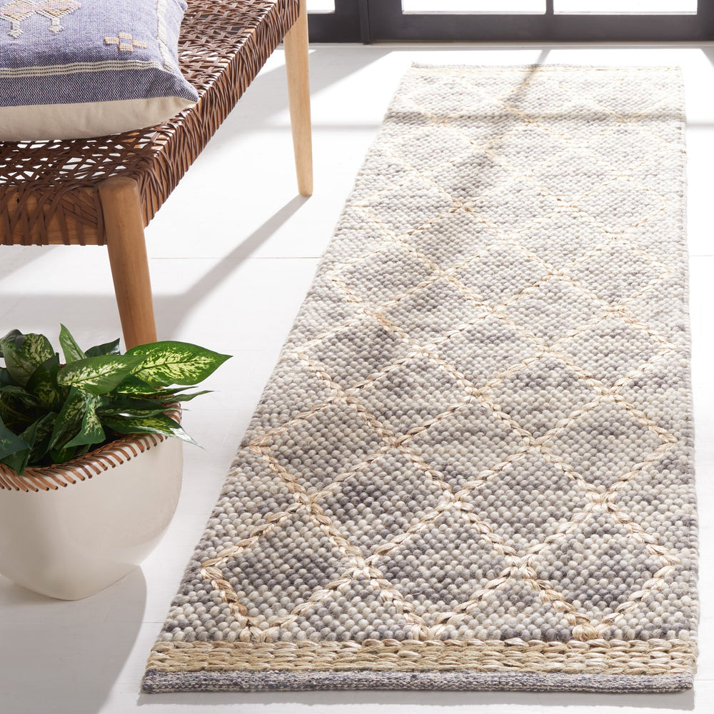 Safavieh Natura Hand-Woven Light Grey & Natural Geometric Rug — Wool-Cotton Blend, Plush 5/8" Pile, Artisan Quality 10'-0" x 14'-0" NAT223G-10