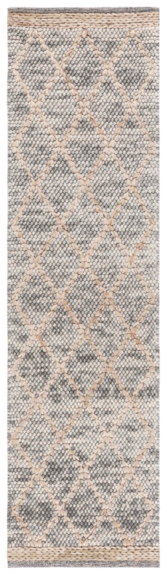 Safavieh Natura Handwoven Geometric Runner Rug - Elevate Your Home With Timeless Style And Comfort Light Grey ,Natural 80% Wool,20% Cotton Nat223g-213