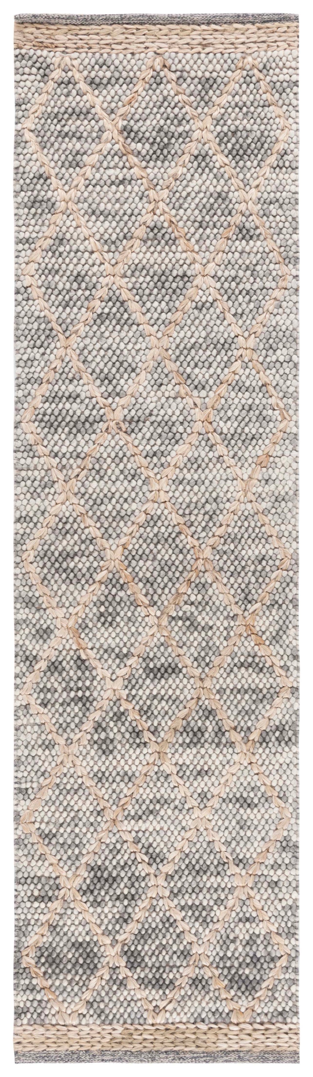 Safavieh Natura Hand-Woven Light Grey & Natural Geometric Rug — Wool-Cotton Blend, Plush 5/8" Pile, Artisan Quality 10'-0" x 14'-0" NAT223G-10