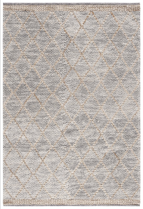 Safavieh Natura Hand-Woven Light Grey & Natural Geometric Rug — Wool-Cotton Blend, Plush 5/8" Pile, Artisan Quality 10'-0" x 14'-0" NAT223G-10