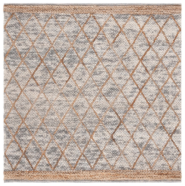 Safavieh Natura Hand-Woven Light Grey & Natural Geometric Rug — Wool-Cotton Blend, Plush 5/8" Pile, Artisan Quality 10'-0" x 14'-0" NAT223G-10