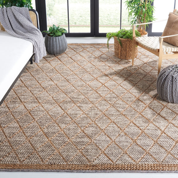 Safavieh Natura Handwoven Area Rug - Timeless Geometric Design In Elegant Teal And Natural Tones For Your Home Brown ,Natural 80% Wool,20% Cotton Nat223t-6sq