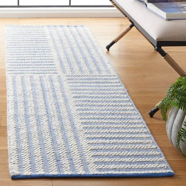 Safavieh Natura Exquisite Hand-woven Area Rug – Modern Design With Timeless Craftsmanship For Any Space Ivory ,Blue 60% Wool,40% Cotton Nat227m-3