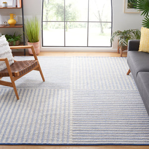 Safavieh Natura Exquisite Hand-woven Area Rug – Modern Design With Timeless Craftsmanship For Any Space Ivory ,Blue 60% Wool,40% Cotton Nat227m-3