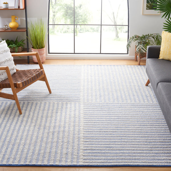 Safavieh Natura Exquisite Hand-woven Area Rug – Modern Design With Timeless Craftsmanship For Any Space Ivory ,Blue 60% Wool,40% Cotton Nat227m-3