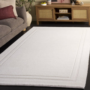 Safavieh Natura Hand-Loomed Wool Area Rug Ivory — Scandi Minimalist Design, Low-Profile Durable Comfort 6'-0" x 6'-0" NAT229A-6SQ