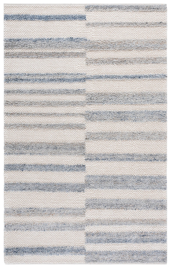 Safavieh Natura Handloomed Runner Rug - Elegant Neutral Design For Hallways, Soft Underfoot Comfort & Style Blue ,Ivory 60% Wool 30% Pet Yarn,10% Cotton Nat231m-8