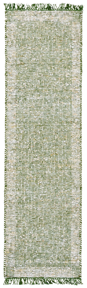 Safavieh Natura Hand Woven Runner Rug – Luxurious Modern Style For Hallways, Artisanal Charm And Elegance Green ,Ivory 70% Wool,20% Cotton,10% Polyester Nat259y-28