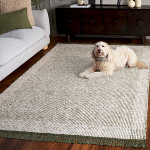 Safavieh Natura Hand Woven Area Rug – Luxurious Wool & Cotton Blend, Chic Modern Design For Any Room Green ,Ivory 70% Wool,20% Cotton,10% Polyester Nat259y-3