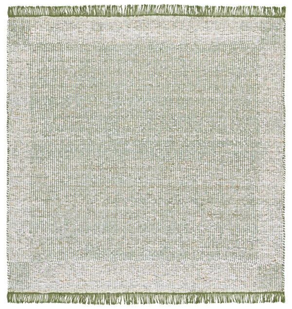 Safavieh Natura Hand Woven Runner Rug – Luxurious Modern Style For Hallways, Artisanal Charm And Elegance Green ,Ivory 70% Wool,20% Cotton,10% Polyester Nat259y-6sq