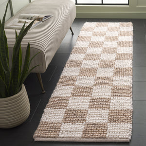 Safavieh Natura Runner Area Rug - Luxurious Handmade Flatweave Design For Timeless Bohemian Home Decor Taupe ,Ivory 80% Wool,20% Cotton Nat288e-28