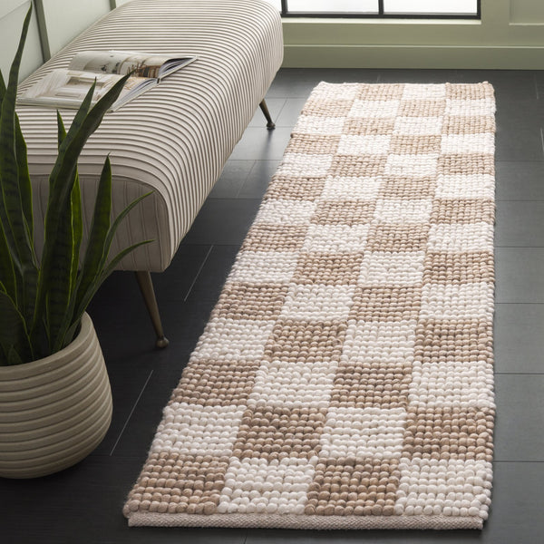 Safavieh Natura Runner Area Rug - Luxurious Handmade Flatweave Design For Timeless Bohemian Home Decor Taupe ,Ivory 80% Wool,20% Cotton Nat288e-28