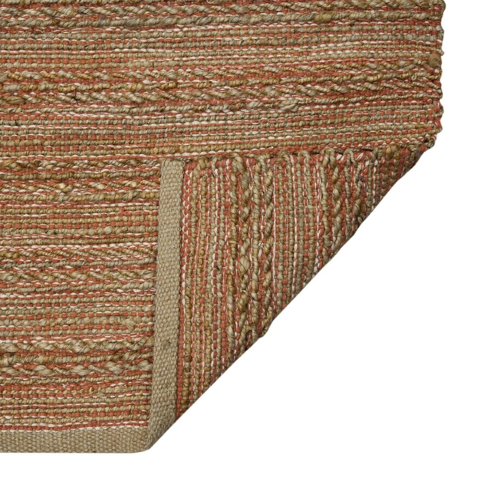 Amer Rugs Naturals Farmhouse Striped Flat-weave Area Rug - Hand-woven Jute & Cotton For Eco-friendly Decor Orange Jute, Cotton Nat30305