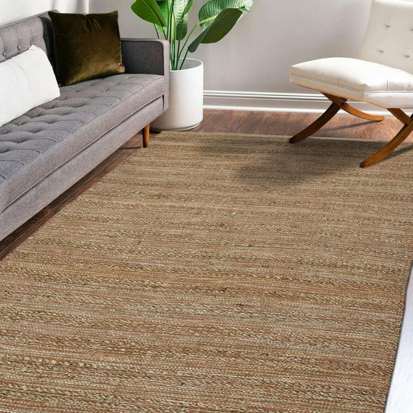 Amer Rugs Naturals Farmhouse Striped Flat-weave Area Rug - Hand-woven Jute & Cotton For Eco-friendly Decor Orange Jute, Cotton Nat30305