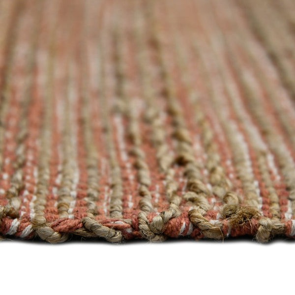 Amer Rugs Naturals Farmhouse Striped Flat-weave Area Rug - Hand-woven Jute & Cotton For Eco-friendly Decor Orange Jute, Cotton Nat30305