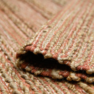 Amer Rugs Naturals Farmhouse Striped Flat-weave Area Rug - Hand-woven Jute & Cotton For Eco-friendly Decor Orange Jute, Cotton Nat30305