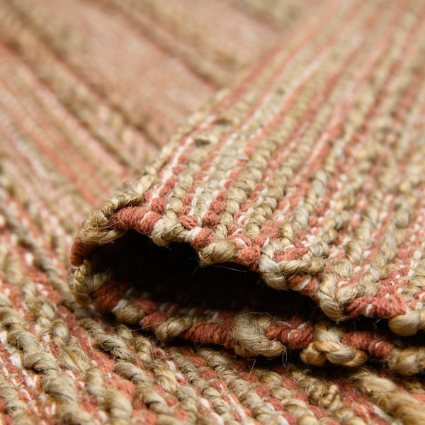 Amer Rugs Naturals Farmhouse Striped Flat-weave Area Rug - Hand-woven Jute & Cotton For Eco-friendly Decor Orange Jute, Cotton Nat30305