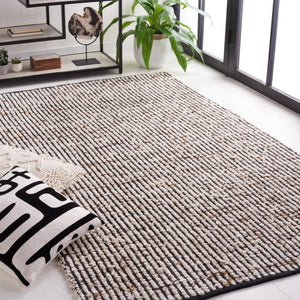 Safavieh Natura Black Ivory Runner With Boho Pattern, Low-Profile Wool-Jute Flatweave For High-Traffic Areas 2'-3" x 9'-0" NAT331Z-29