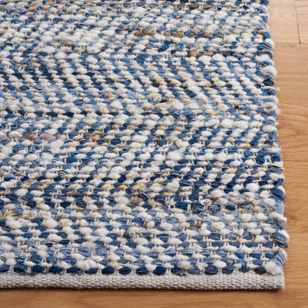Safavieh Natura Handcrafted Flat-Weave Rug In Calming Blue & Ivory — Wool-Cotton Blend, Low-Profile Durable Design 6'-0" x 9'-0" NAT346M-6