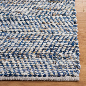 Safavieh Natura Blue Ivory Flat-Weave Rug — Handcrafted Wool-Cotton Accent For Entryways, Coastal Chic Layers 2'-0" x 3'-0" NAT346M-2