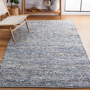 Safavieh Natura Handcrafted Flat-Weave Blue Ivory Rug — Wool-Cotton Low-Profile Design For Coastal & Modern Spaces 10'-0" x 14'-0" NAT346M-10