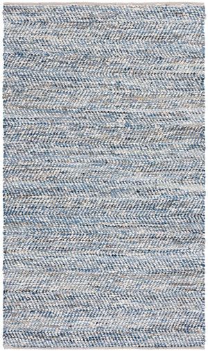 Safavieh Natura Flat-Weave Blue And Ivory Area Rug — Wool-Cotton Coastal Stripes, Low-Profile Durable Comfort 9'-0" x 12'-0" NAT346M-9