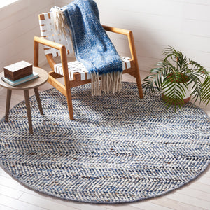 Safavieh Natura Handcrafted Flat-Weave Rug In Calming Blue & Ivory — Wool-Cotton Blend, Low-Profile Durable Design 6'-0" x 9'-0" NAT346M-6