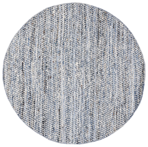 Safavieh Natura Flat-Weave Blue And Ivory Area Rug — Wool-Cotton Coastal Stripes, Low-Profile Durable Comfort 9'-0" x 12'-0" NAT346M-9