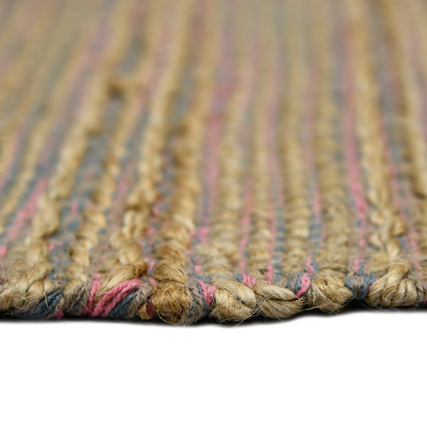Naturals Hand-woven Jute Cotton Striped Flatweave Rug for Farmhouse Entryways and Living Spaces