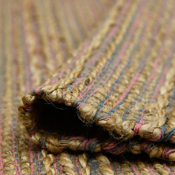 Naturals Hand-woven Jute Cotton Striped Flatweave Rug for Farmhouse Entryways and Living Spaces