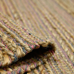 Naturals Hand-woven Jute Cotton Striped Flatweave Rug for Farmhouse Entryways and Living Spaces