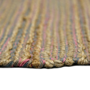 Naturals Hand-woven Jute Cotton Striped Flatweave Rug for Farmhouse Entryways and Living Spaces