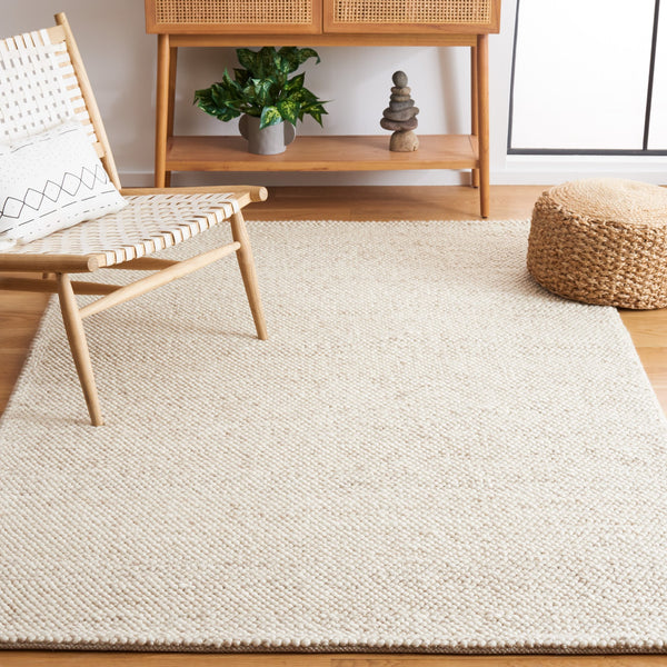 Safavieh Natura Hand-Woven 10X10 Square Rug – Wool-Cotton Blend, Low Profile Beige Ivory Texture For Living Rooms 9'-0" x 9'-0" NAT425B-9SQ