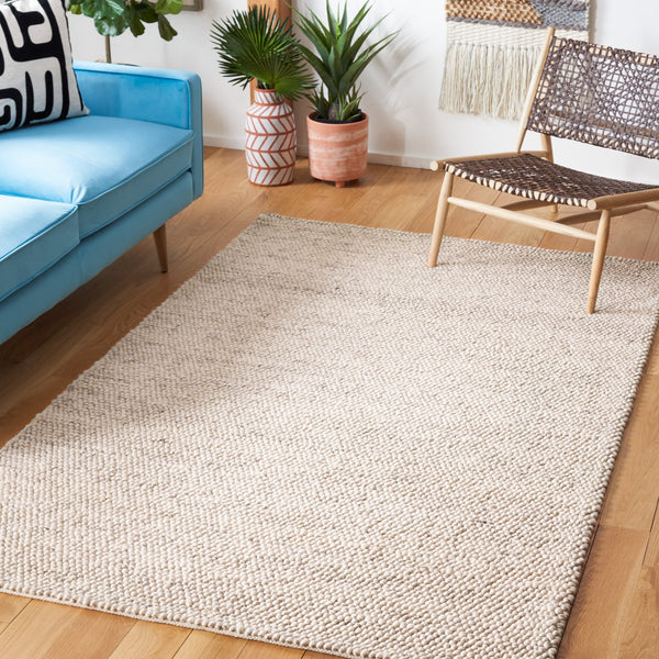 Safavieh Natura Hand-Woven Grey Ivory Runner — Wool-Cotton Blend, Low-Profile Texture For Hallways And Entryways 2'-3" x 21'-0" NAT425F-221
