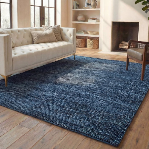 Safavieh Natura Hand-Woven Wool Blend Area Rug Solid Navy Artisan Crafted for Large Rooms NAT425N-10