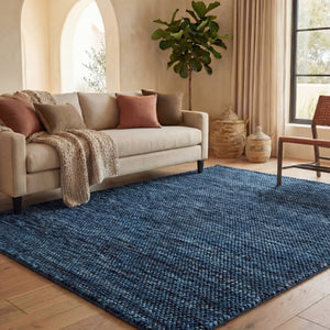 Safavieh Natura Hand-Woven Wool Blend Area Rug Solid Navy Artisan Crafted for Large Rooms NAT425N-10