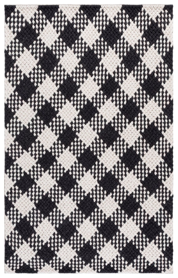 Safavieh Natura Hand Woven Wool Blend Area Rug Ivory Black Flatweave for Living Room NAT430Z-5