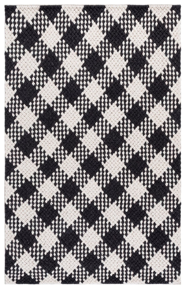 Safavieh Natura Hand Woven Wool Blend Area Rug Ivory Black Flatweave for Living Room NAT430Z-5