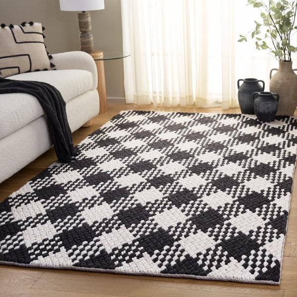 Safavieh Natura Hand Woven Wool Blend Area Rug Ivory Black Flatweave for Living Room NAT430Z-5
