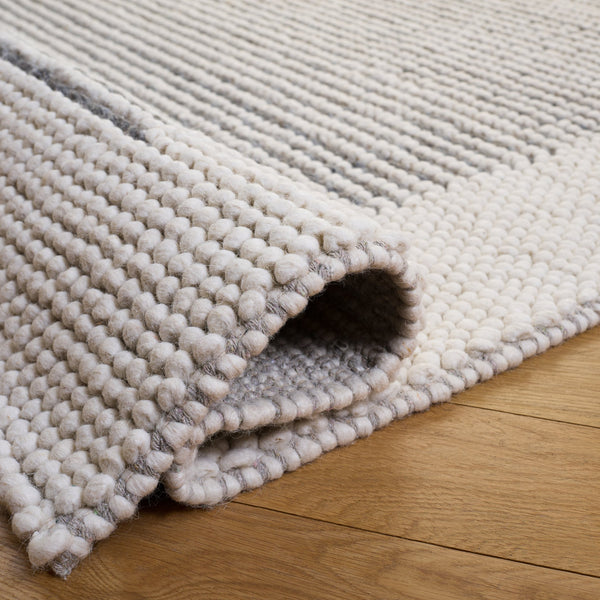 Safavieh Natura Hand‑Woven Ivory And Grey Runner — Scandinavian Textured Wool Blend, Low Profile Elegance 2'-3" x 9'-0" NAT433F-29